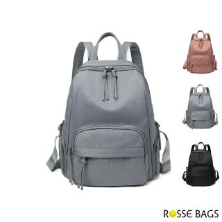 【Rosse Bags】新款簡約防盜大容量牛津布雙肩後背包(現+預 粉色 / 灰色 / 黑色)