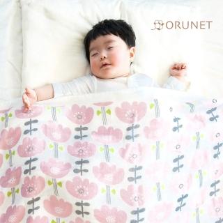 【Orunet】麥穗花田有機棉三層紗大方巾蓋被(藍色/粉紅色/黃色)