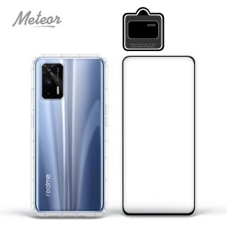 【Meteor】realme GT 手機保護超值3件組(透明空壓殼+鋼化膜+鏡頭貼)