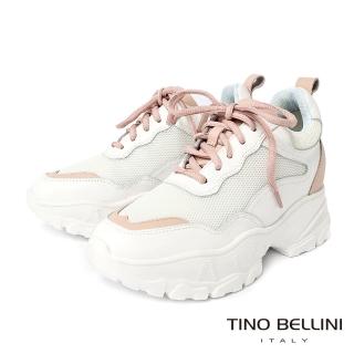 【TINO BELLINI 貝里尼】甜美休閒色塊拼接增高老爹運動鞋LB0V0004(粉紅)