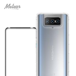 【Meteor】ASUS Zenfone 8 Flip ZS672KS 手機保護超值2件組(透明空壓殼+鋼化膜)