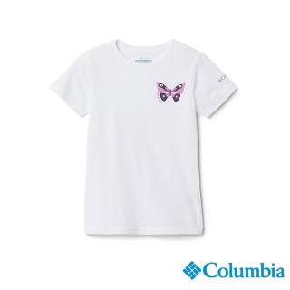 【Columbia 哥倫比亞】童款- 有機棉短袖上衣-白色(UAG00610WT / 有機棉)