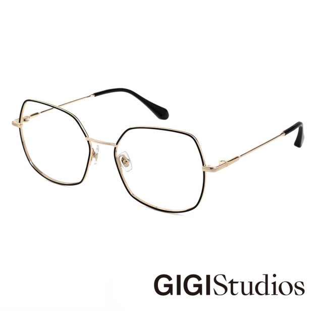 【GIGI Studios】幾何美學設計光學眼鏡(金/黑 - ELIZABETH-64500/1)