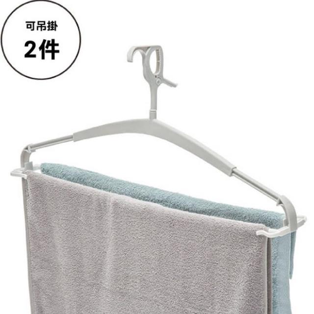 【NITORI 宜得利家居】伸縮式浴巾衣架 2P LGY/WH(浴巾架 伸縮式)