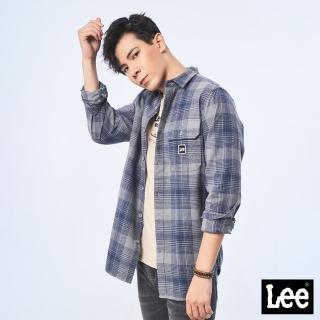 【Lee 官方旗艦】男裝 長袖襯衫 / 外搭式格紋 霧灰藍 舒適版型(LL210323007)