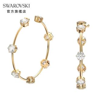 【SWAROVSKI 官方直營】Constella 耳環白色 鍍金色調 交換禮物(Collection II)