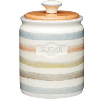 【KitchenCraft】砂糖陶製密封罐 復古條紋(保鮮罐 咖啡罐 收納罐 零食罐 儲物罐)