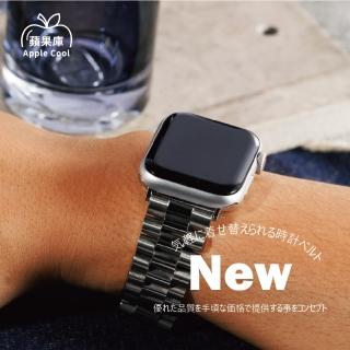 【蘋果庫Apple Cool】Apple Watch S7/6/SE/5/4 38/40/41mm 復古雙扣鋼錶帶