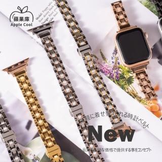 【蘋果庫Apple Cool】Apple Watch S7/6/SE/5/4 38/40/41mm 極細版色塊拼接不鏽鋼帶