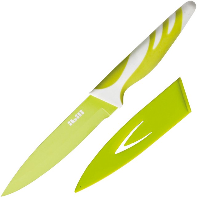 【IBILI】刀套+不沾蔬果刀 綠12.5cm(切刀 小三德刀)