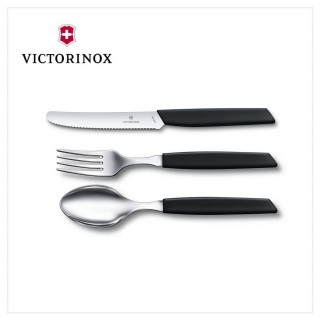 【VICTORINOX 瑞士維氏】Swiss Modern 餐具三件組 餐叉+餐匙+蕃茄刀(黑/藍/綠)