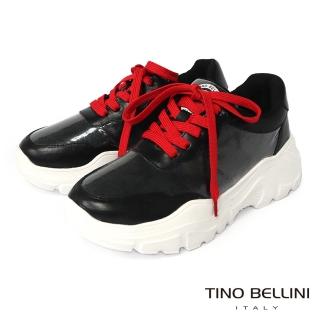 【TINO BELLINI 貝里尼】奢華運動風閃耀亮片厚底老爹休閒運動鞋LB0T0005(黑)