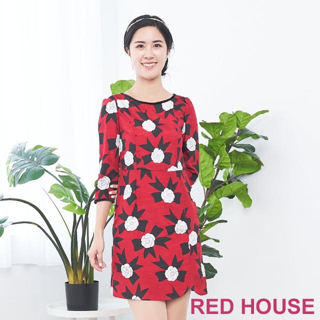 【RED HOUSE 蕾赫斯】玫瑰印花洋裝(紅色)
