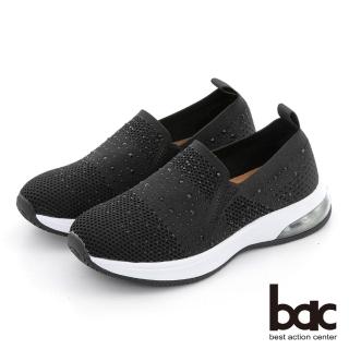 【bac】包覆感飛織水鑽休閒鞋(黑色)
