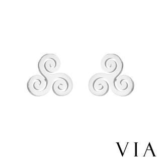 【VIA】白鋼耳釘 白鋼耳環 符號耳釘 雲紋耳釘/符號系列 復古捲雲紋造型白鋼耳釘(鋼色)