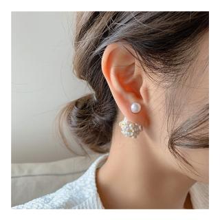 【HaNA 梨花】韓國雙面配戴．輕奢質感滿貝石花朵耳環