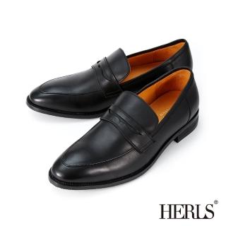 【HERLS】男鞋系列-全真皮經典擦色便仕樂福鞋(黑色)