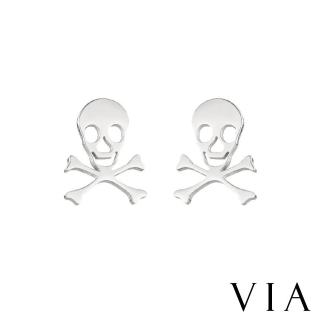【VIA】白鋼耳釘 白鋼耳環 骷髏耳釘/個性系列 死亡骷髏造型白鋼耳釘(鋼色)
