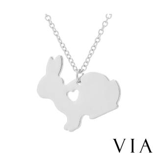 【VIA】白鋼項鍊 動物項鍊 小兔項鍊/動物系列 可愛小兔造型白鋼項鍊(鋼色)
