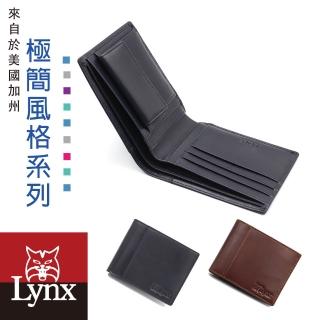 【Lynx】美國山貓極簡風進口牛皮短夾 9卡/雙鈔位/零錢袋 皮夾錢包(深藍)