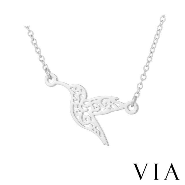 【VIA】白鋼項鍊 動物項鍊 縷空項鍊 小鳥項鍊/動物系列 縷空鳥兒造型白鋼項鍊(鋼色)