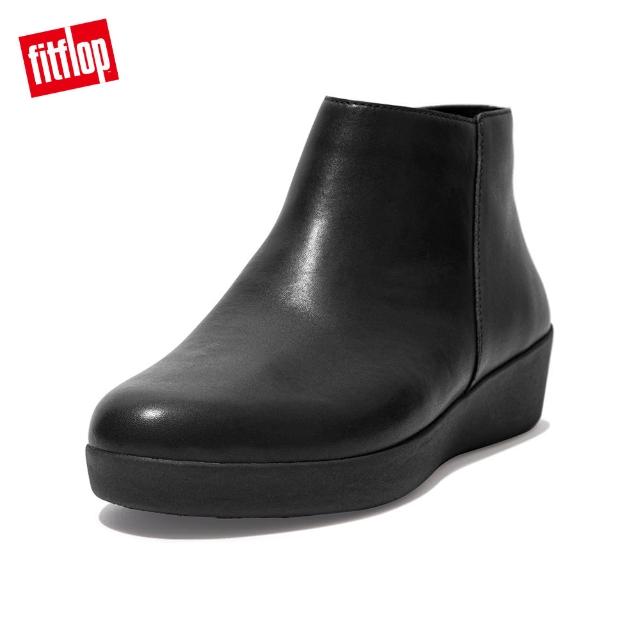 【FitFlop】SUMI LEATHER ANKLE BOOTS 簡約皮革短靴-女(黑色)