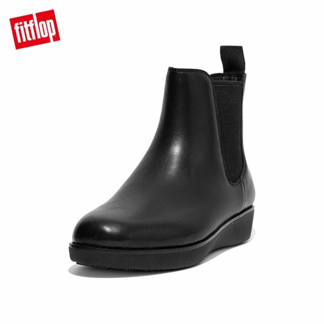 【FitFlop】SUMI LEATHER CHELSEA BOOTS 簡約造型裸靴-女(黑色)