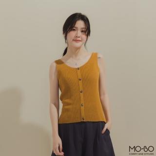 【MO-BO】木質系女孩琥珀釦針織背心(上衣)