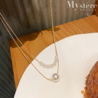 【my stere 我的時尚秘境】現貨-韓式小清新雙層設計珍珠鎖骨鍊/項鍊(雙層 珍珠 鎖骨鍊 項鍊 氣質)