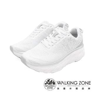 【WALKING ZONE】女 天痕W系列 飛線編織增高休閒鞋 女鞋(白)