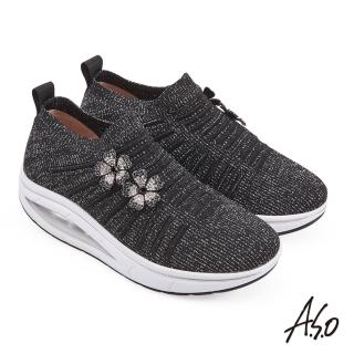【A.S.O 阿瘦集團】機能休閒 活力雙核心 鑽花直套式休閒鞋(黑)