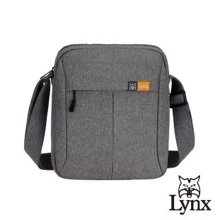 【Lynx】美國山貓極簡主義多隔層機能防潑水尼龍布包直式斜背包(俐落灰)