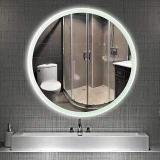 【H&R 安室家】波爾多 智能LED發光觸控圓型燈鏡 ZA0196(掛鏡/浴鏡/化妝鏡/鏡子)
