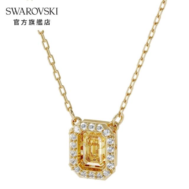【SWAROVSKI 官方直營】MILLENIA 淡金色黃水晶正方形項鏈 交換禮物(Collection I)