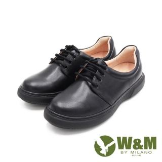 【W&M】女 經典綁帶款厚底休閒鞋 女鞋(黑)