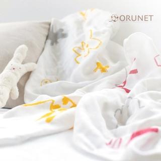 【Orunet】童趣生活有機棉三層紗紗布大方巾(灰色/紅色/黃色)