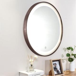【H&R 安室家】80cm里昂 智能LED發光觸控圓型燈鏡 ZA0202(掛鏡/浴鏡/化妝鏡/鏡子)