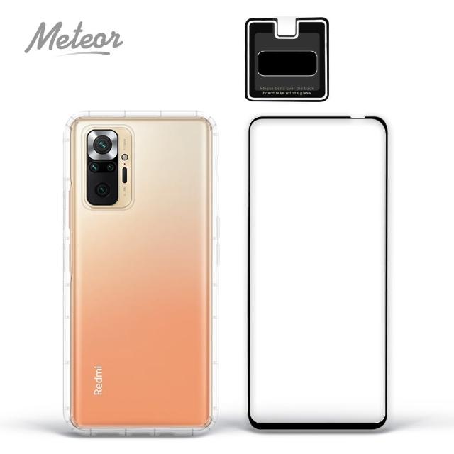 【Meteor】MI 紅米Note 10 Pro 手機保護超值3件組(透明空壓殼+鋼化膜+鏡頭貼)