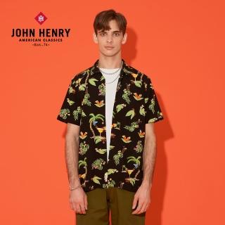 【JOHN HENRY】天絲棉料渡假風古巴領襯衫-黑