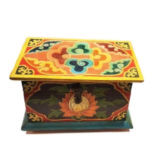【十方佛教文物】蓮花尼泊爾手工木雕寶箱