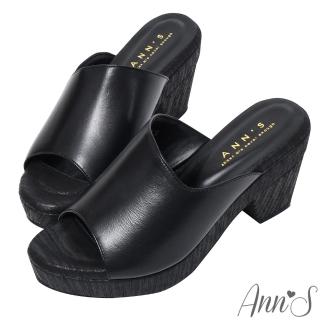 【Ann’S】顯瘦時刻-質感剪裁小羊皮輕盈厚底粗跟涼鞋8cm-版型偏小(黑)