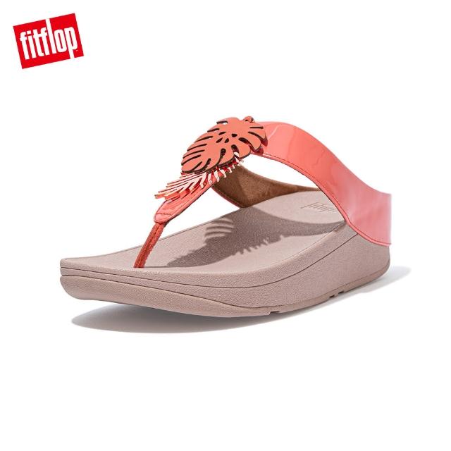 【FitFlop】FINO JUNGLE LEAF TOE-POST SANDALS 熱帶葉飾夾腳涼鞋-女(珊瑚粉)