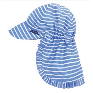 【JoJo Maman BeBe】嬰幼兒/兒童UPF50+防曬護頸遮陽帽_藍白條紋(JJD2112S)