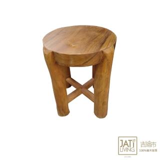 【吉迪市柚木家具】原木原野風圓板凳 HYSS068(板凳 椅子 置物 花台 椅凳)