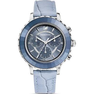 【SWAROVSKI 施華洛世奇】Octea Lux Chrono手錶(5580600-冰川藍)