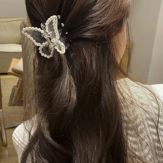 【89 zone】法式古典仙女氣質蝴蝶 髮飾 頭飾 飾品 抓夾 髮夾 1 入(滿珍珠款)