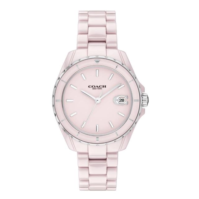 【COACH】優雅粉色陶瓷時尚腕錶33mm(14503806)