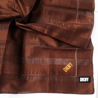 【DKNY】簡約滿版LOGO純綿帕巾領巾(咖啡色)