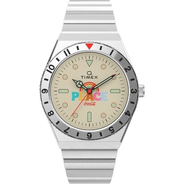 【TIMEX】天美時 x Coca-Cola 限量聯名系列PEACE款手錶(白x銀 TXTW2V25800)