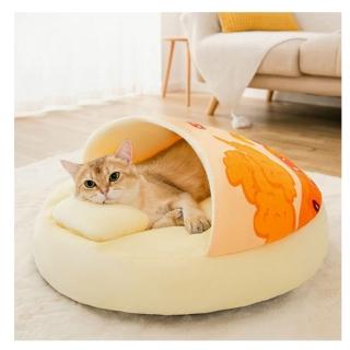 【寵物愛家】貓犬用品秋冬溫馨保暖帶枕寵物窩(寵物睡窩)